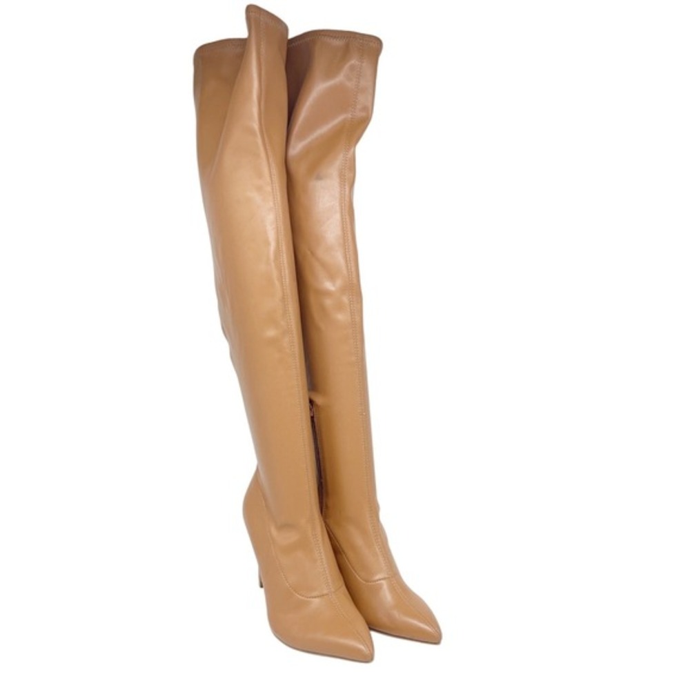 Open Edit Women's Kami Pointed Toe Over The Knee Boot Beige Size 5M
